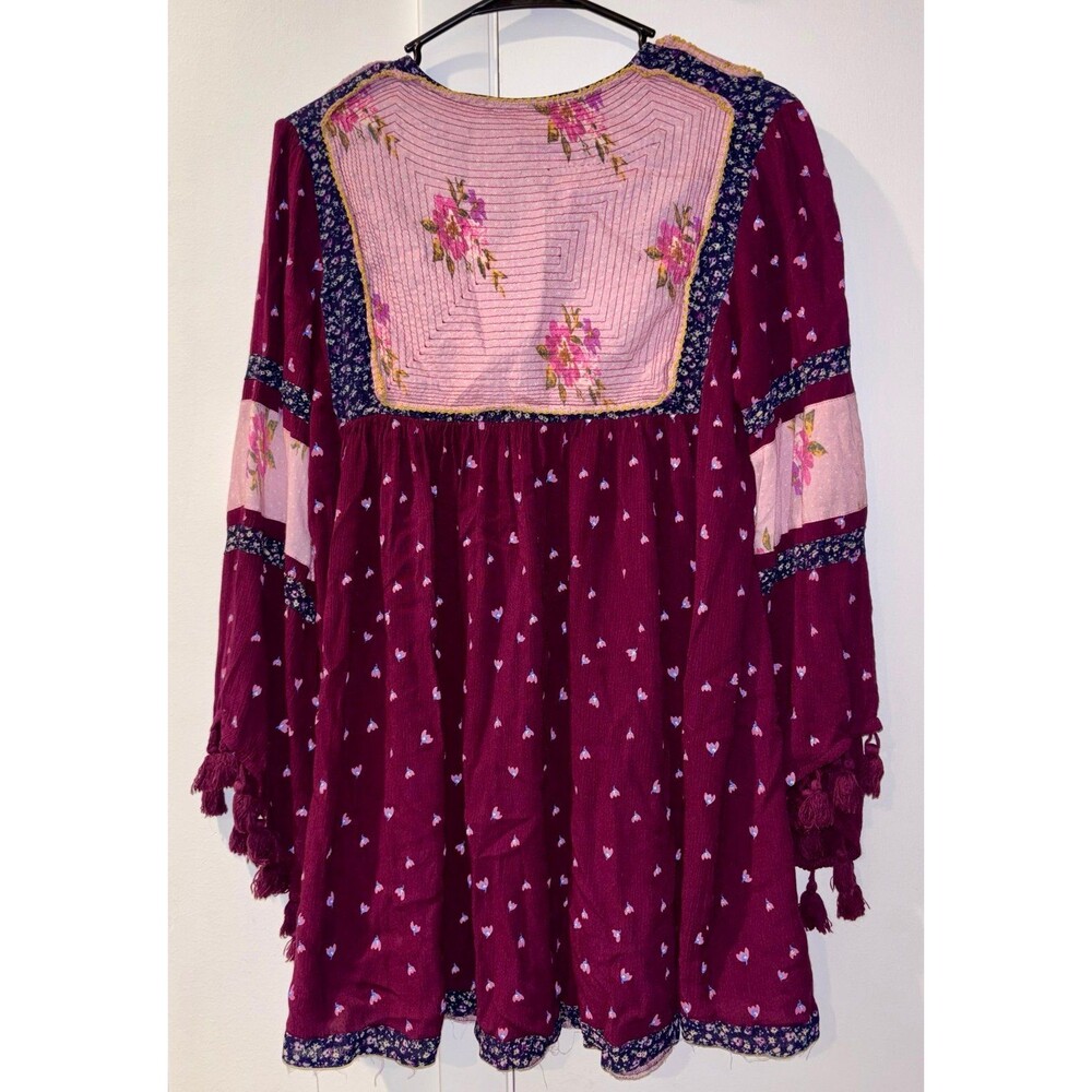 ANTHROPOLOGIE Seen Worn Kept Leavenworth Fringe Patchwork Tunic Dress Small - Picture 3 of 5
